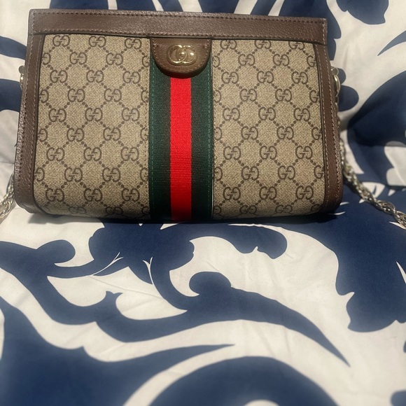 Gucci shoulder bag , ophidia model brown and tan with gucci monogram in front - Picture 4 of 7